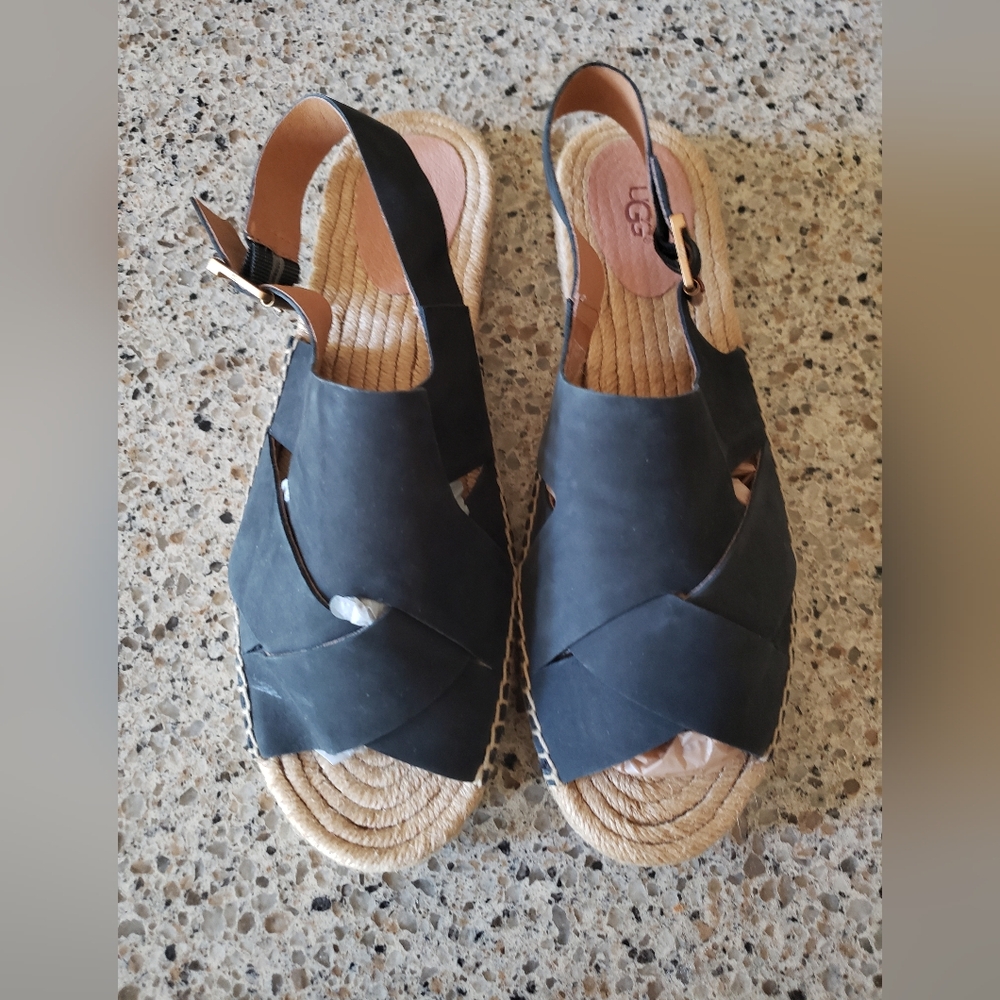 UGG Marleah Black Strapped Espadrille Sandal - NWOT